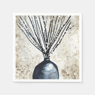 Willow in vaas waterverf servet