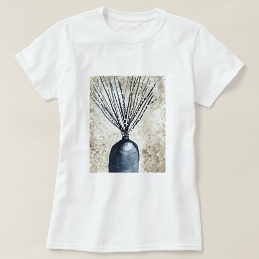 Willow in vaas waterverf t-shirt (Design voorkant)