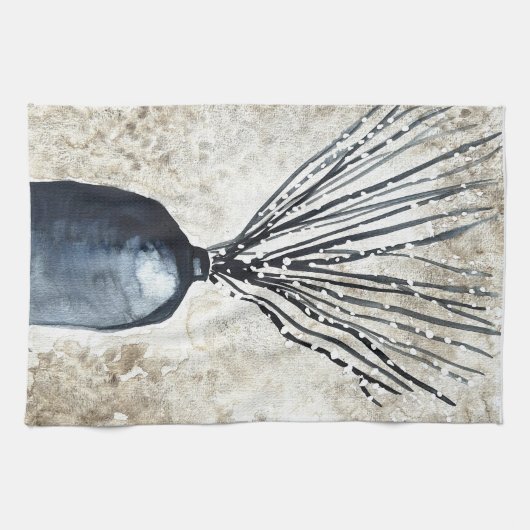 Willow in vaas waterverf theedoek (Horizontaal)