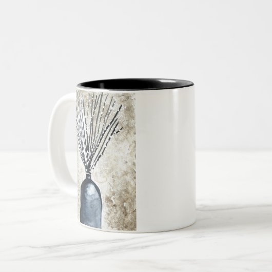 Willow in vaas waterverf tweekleurige koffiemok (Voorkant links)