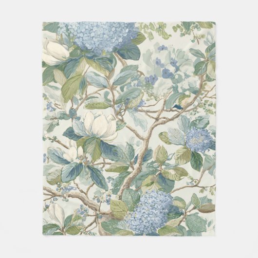 Willow Little Magnolia Wallpaper Floral Coastal  Fleece Deken (Voorkant)