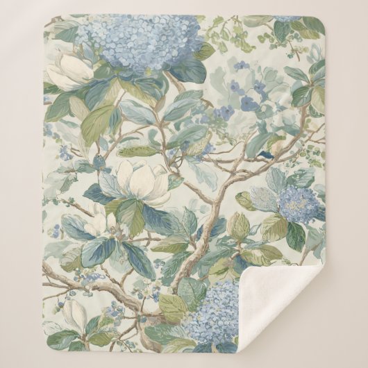 Willow Little Magnolia Wallpaper Floral Coastal  Sherpa Deken (Voorkant)