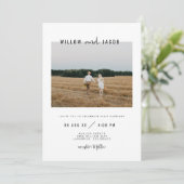WILLOW Modern Minimal Square Photo Wedding Kaart (Staand voorkant)