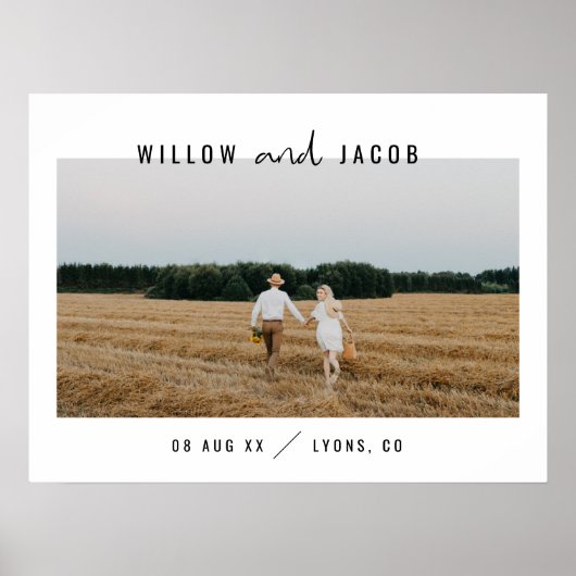 WILLOW Moderne Minimalistische Foto Trouw Welkom Poster (Voorkant)