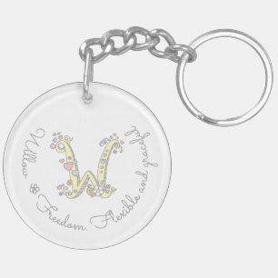 Willow monogram letter W naam en betekenis keyring Sleutelhanger