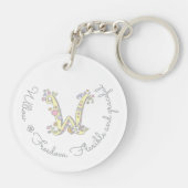 Willow monogram letter W naam en betekenis keyring Sleutelhanger (Achterkant)