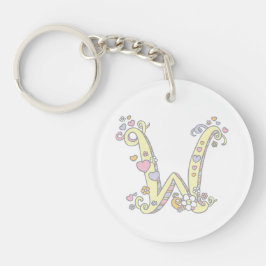 Willow monogram letter W naam en betekenis keyring Sleutelhanger