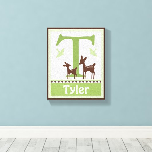 Willow Organic Deer Canvas Letter Name Print 8x10 (Insitu (Houten vloer))