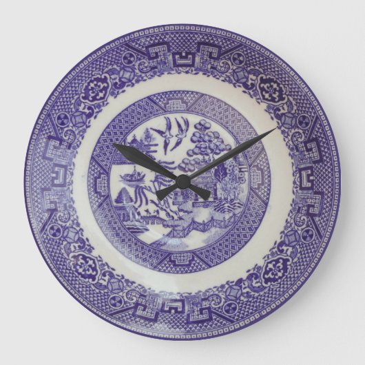 Willow Pattern Bord Effect Clock Grote Klok (Voorkant)