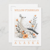 Willow Ptarmigan Bird of Alaska Verenigde Staten R Briefkaart (Voorkant / Achterkant)