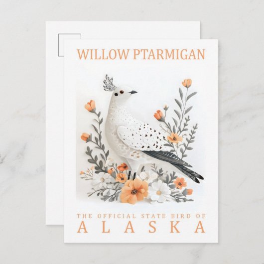 Willow Ptarmigan Bird of Alaska Verenigde Staten R Briefkaart (Voorkant / Achterkant)