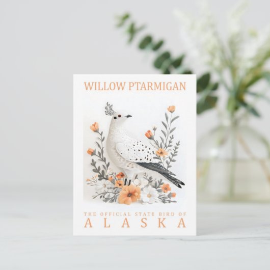Willow Ptarmigan Bird of Alaska Verenigde Staten R Briefkaart (Staand voorkant)