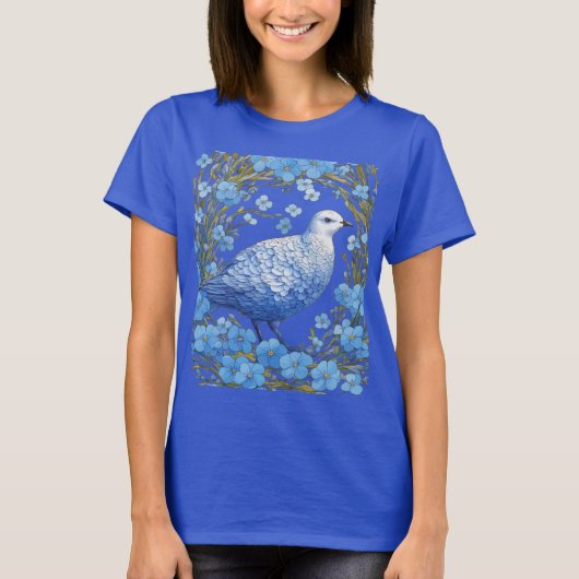 Willow Ptarmigan en vergeet-mij-nietjes T-shirt (Voorkant)