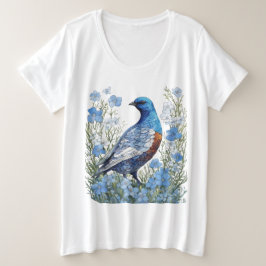 Willow Ptarmigan Grouse en Forget-Me-Nots Grote Maat T-shirt