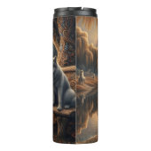Willow Reflection: vrouw en wolf. Thermosbeker (Achterkant)