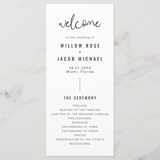 WILLOW Simple Modern Minimalist Wedding Program Menu (Voorkant)