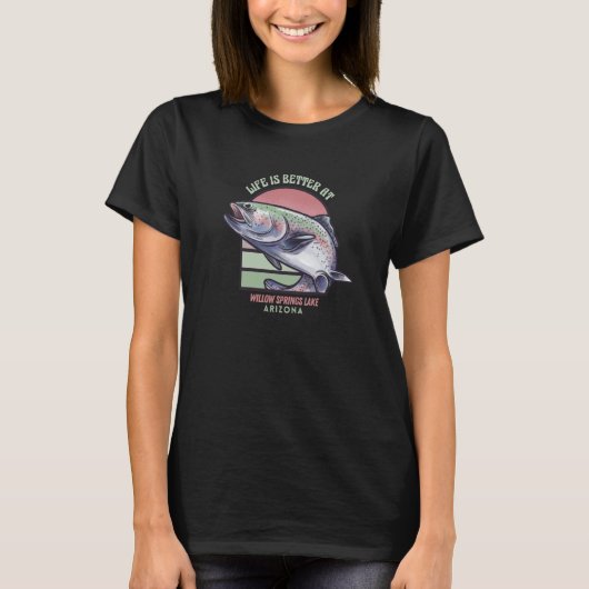 Willow Springs Lake Arizona Fishing Camping T-shirt (Voorkant)