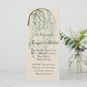 Willow tak op linnen bruiloft programma programmakaart (Staand voorkant)