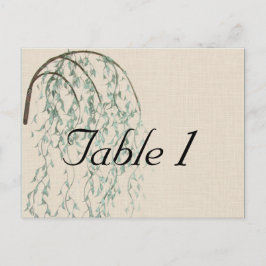 Willow tak op linnen trouwtafel nummer briefkaart