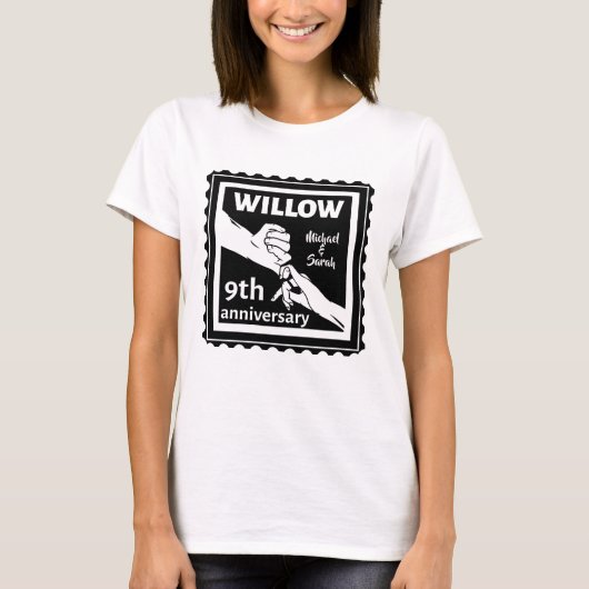 Willow traditioneel cadeau 10e trouwdag. t-shirt (Voorkant)