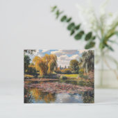 Willow Tree and Lily Pads Landscape Painting Briefkaart (Staand voorkant)