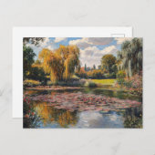 Willow Tree and Lily Pads Landscape Painting Briefkaart (Voorkant / Achterkant)