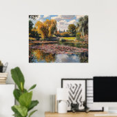 Willow Tree and Lily Pads Landscape Painting Poster (Thuiskantoor)