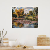 Willow Tree and Lily Pads Landscape Painting Poster (Keuken)