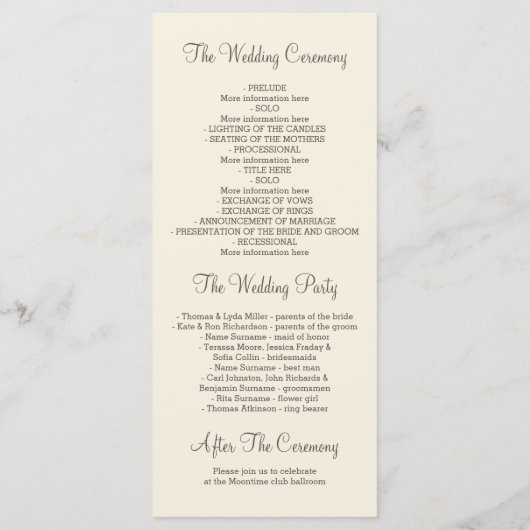 Willow Tree Branches Elegante Trouwprogramma's Programmakaart (Achterkant)