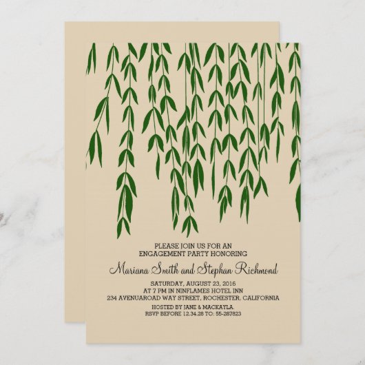 Willow Tree Branches Kraft Paper Engagement Party Kaart (Voorkant / Achterkant)