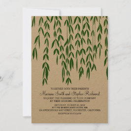 Willow Tree Branches Kraft Paper Wedding Uitnodigi Kaart