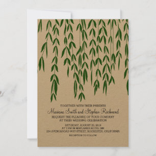 Willow Tree Branches Kraft Paper Wedding Uitnodigi Kaart
