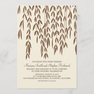 Willow Tree Branches Moderne Huwelijksuitnodiging Kaart
