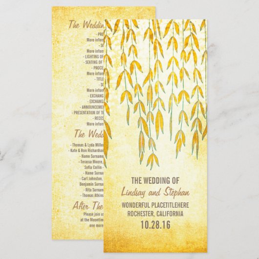 Willow Tree Branches Rustic Lights Wedding Program Programmakaart (Voorkant / Achterkant)