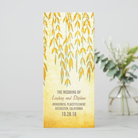 Willow Tree Branches Rustic Lights Wedding Program Programmakaart (Staand voorkant)