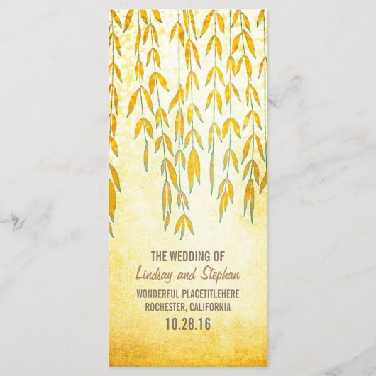 Willow Tree Branches Rustic Lights Wedding Program Programmakaart (Voorkant)