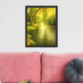 Willow Tree by the River Tranquil Canvas Kunstdruk Afdruk (Insitu (Woonkamer))
