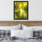 Willow Tree by the River Tranquil Canvas Kunstdruk Afdruk (Insitu (Slaapkamer))