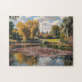 Willow Tree en Lily Pads Landschap Schilderen Legpuzzel (Horizontaal)