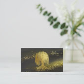 *~* Willow Tree Gold Dust Black Gold Glitter Visitekaartje (Staand voorkant)