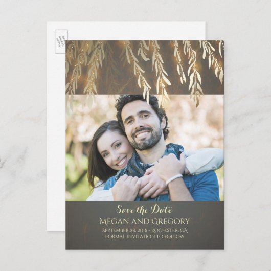 Willow Tree Gold  Foto Sla de datum op Aankondigingskaart (Voorkant / Achterkant)