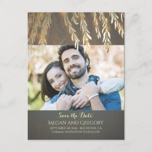 Willow Tree Gold  Foto slaat de datum op Aankondigingskaart