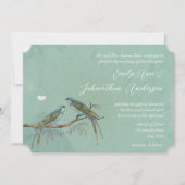 Willow Tree Grove Green Blue Love Bird Wedding Kaart (Voorkant)
