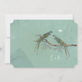 Willow Tree Grove Green Blue Love Bird Wedding Kaart (Achterkant)