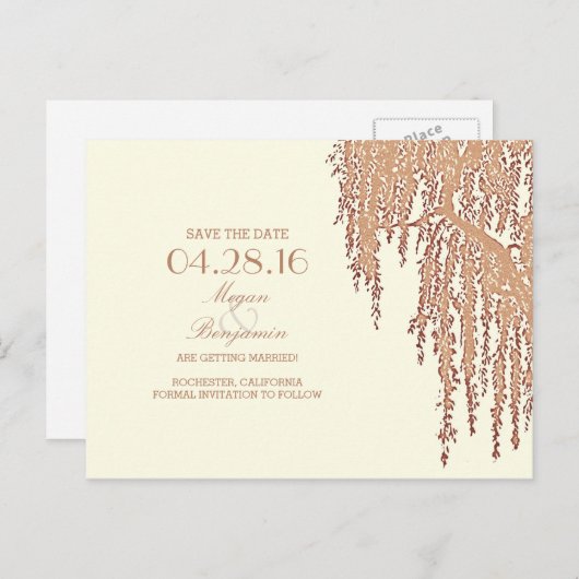 Willow tree  save the date briefkaarten (Voorkant / Achterkant)