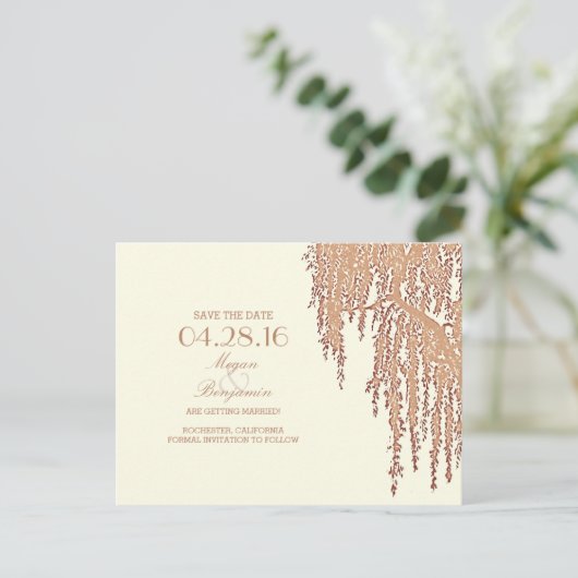 Willow tree  save the date briefkaarten (Staand voorkant)