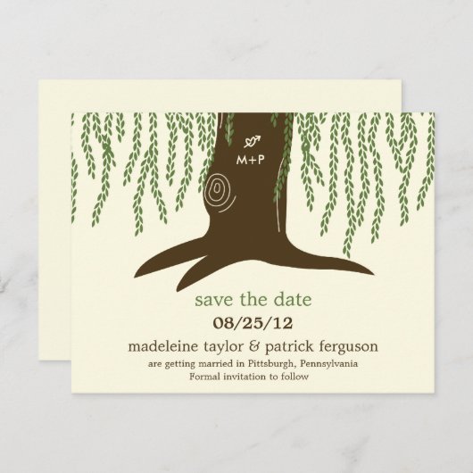 Willow Tree slaat de datumkaart op Save The Date (Voorkant / Achterkant)