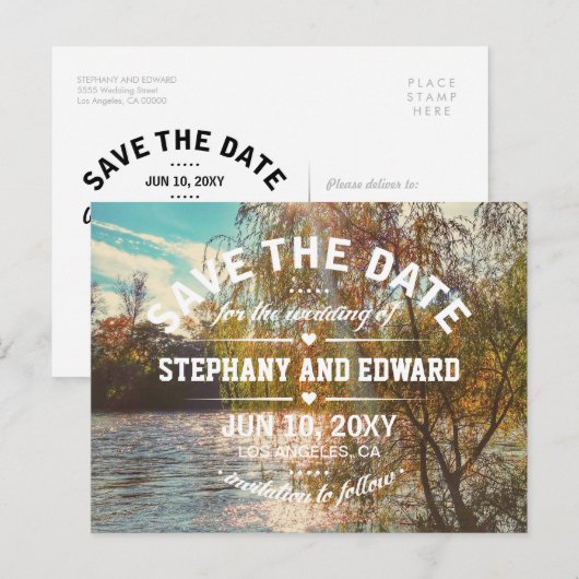 Willow Tree Stylish Save the Date Briefkaart (Voorkant / Achterkant)