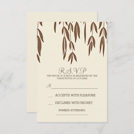 Willow tree takken elegante bruiloft RSVP kaart (Voorkant / Achterkant)