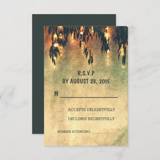 Willow tree takken rustieke string lichten RSVP (Voorkant / Achterkant)